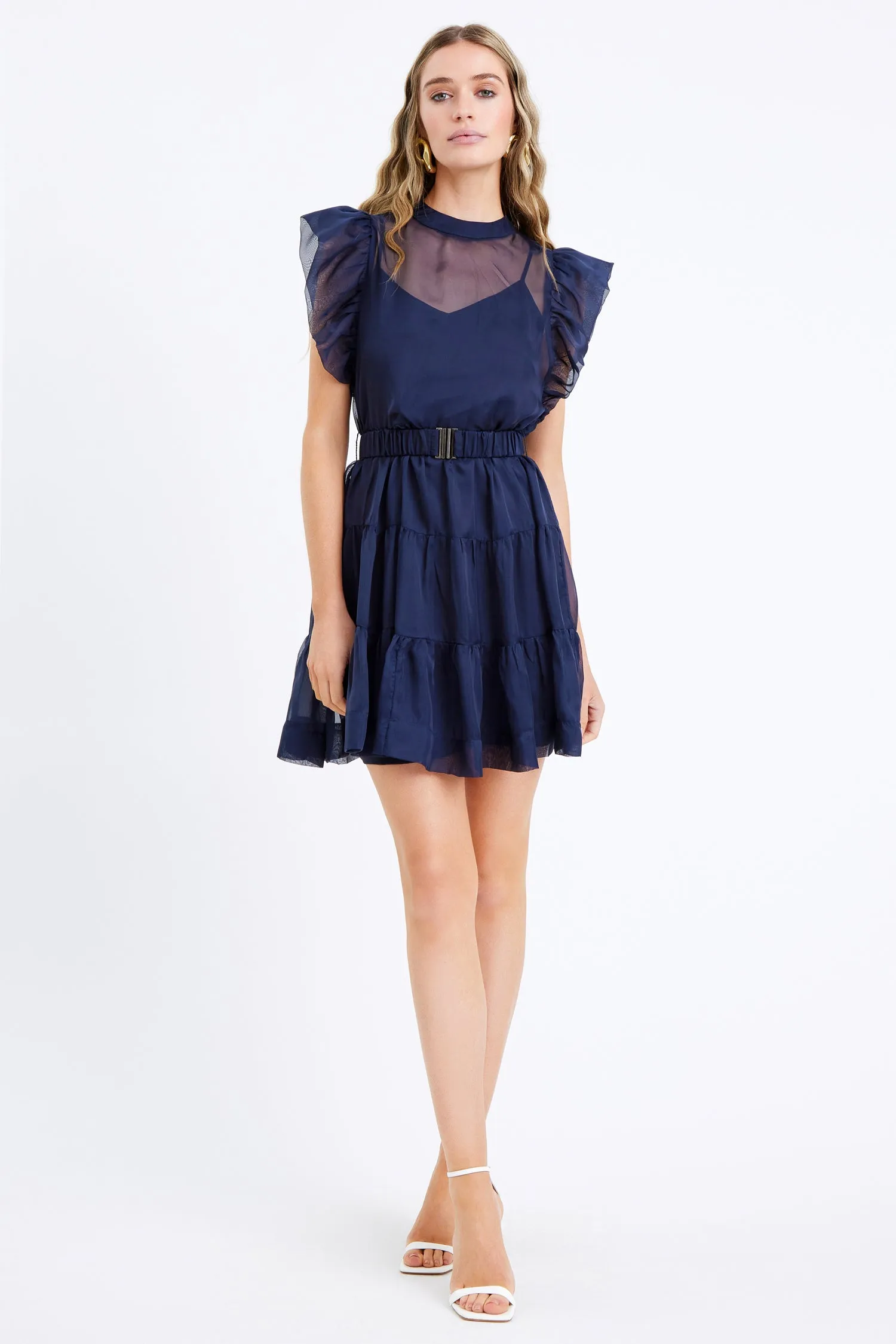 Leia Sheer Overlay Mini Dress w/ Slip