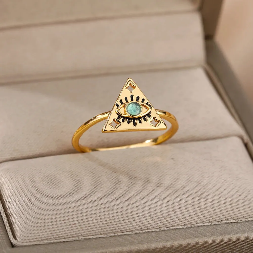 Lucky Evil Eye Rings For Women Opening Adjustable Stainless Steel Ring Trendy Luxury Jewelry Ring Gift for Her
