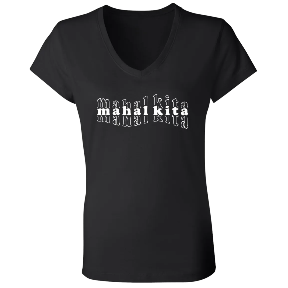 Mahal Kita Mesh Warp Ladies Jersey V-Neck T-Shirt