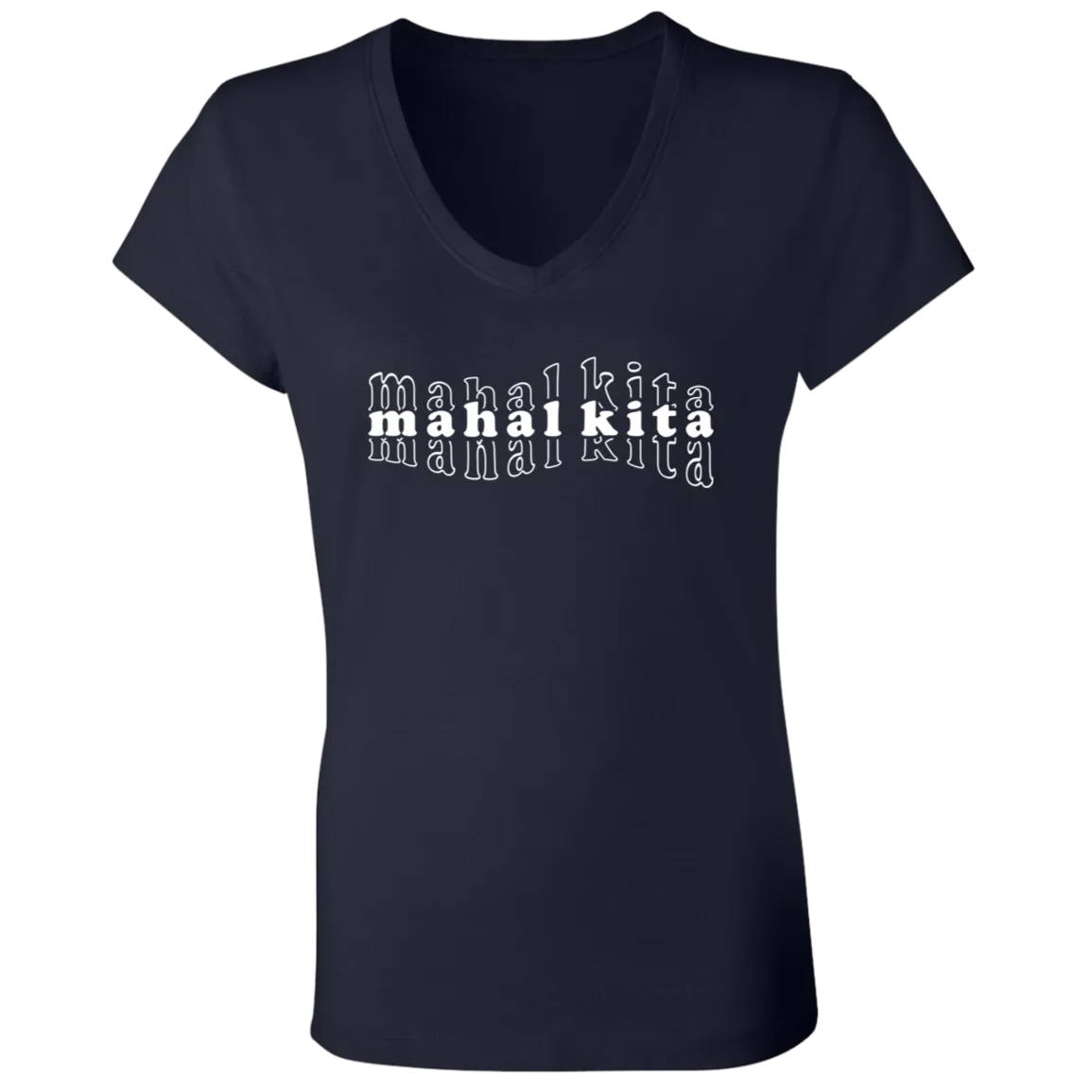 Mahal Kita Mesh Warp Ladies Jersey V-Neck T-Shirt
