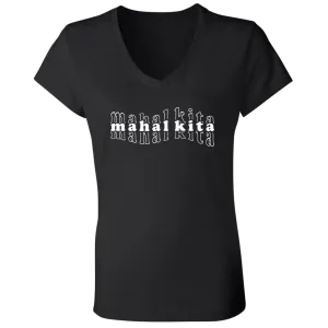 Mahal Kita Mesh Warp Ladies Jersey V-Neck T-Shirt