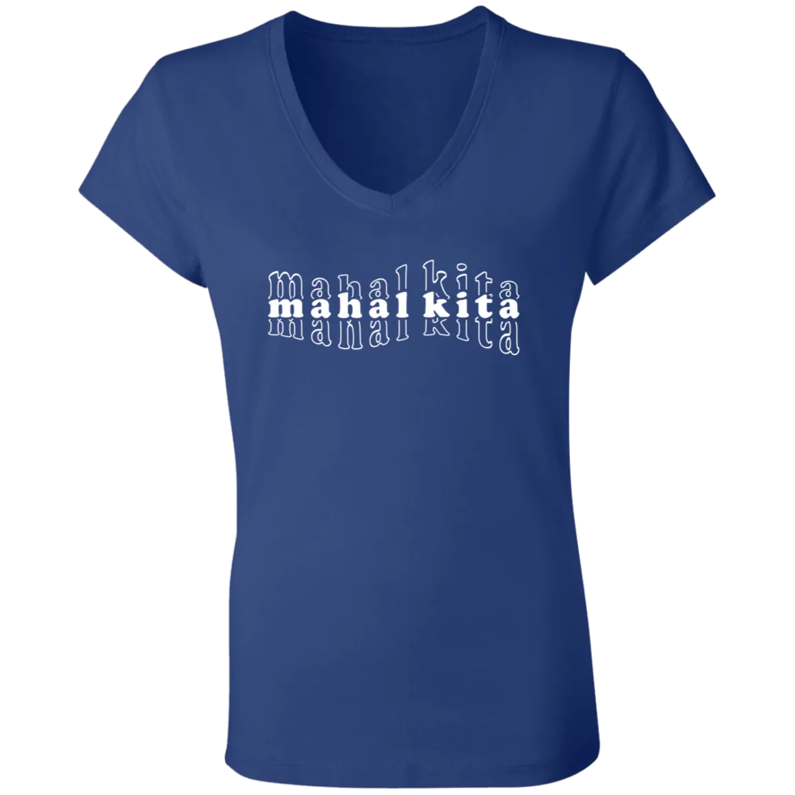 Mahal Kita Mesh Warp Ladies Jersey V-Neck T-Shirt