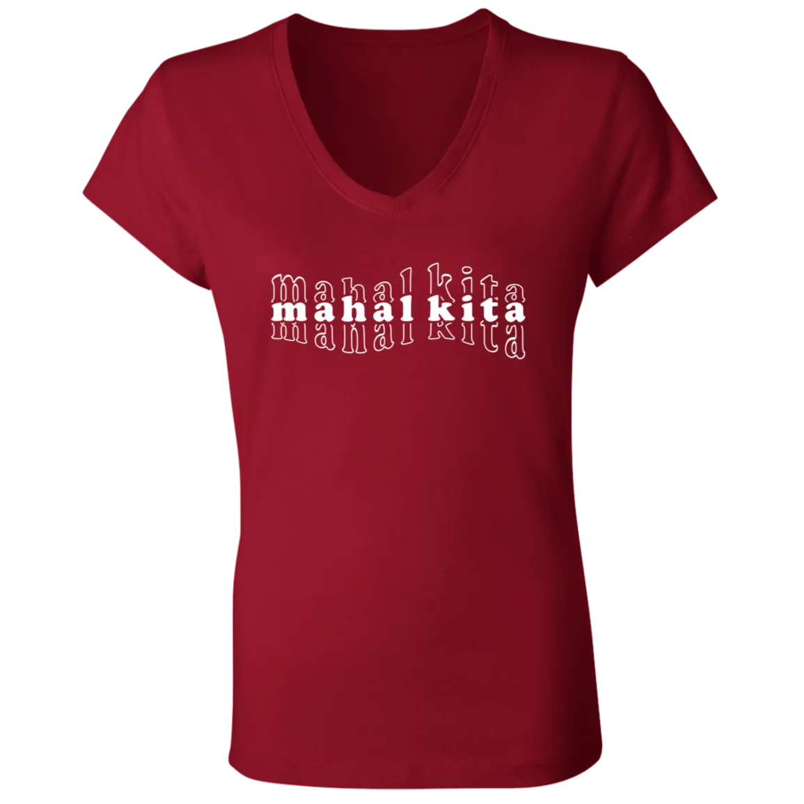 Mahal Kita Mesh Warp Ladies Jersey V-Neck T-Shirt