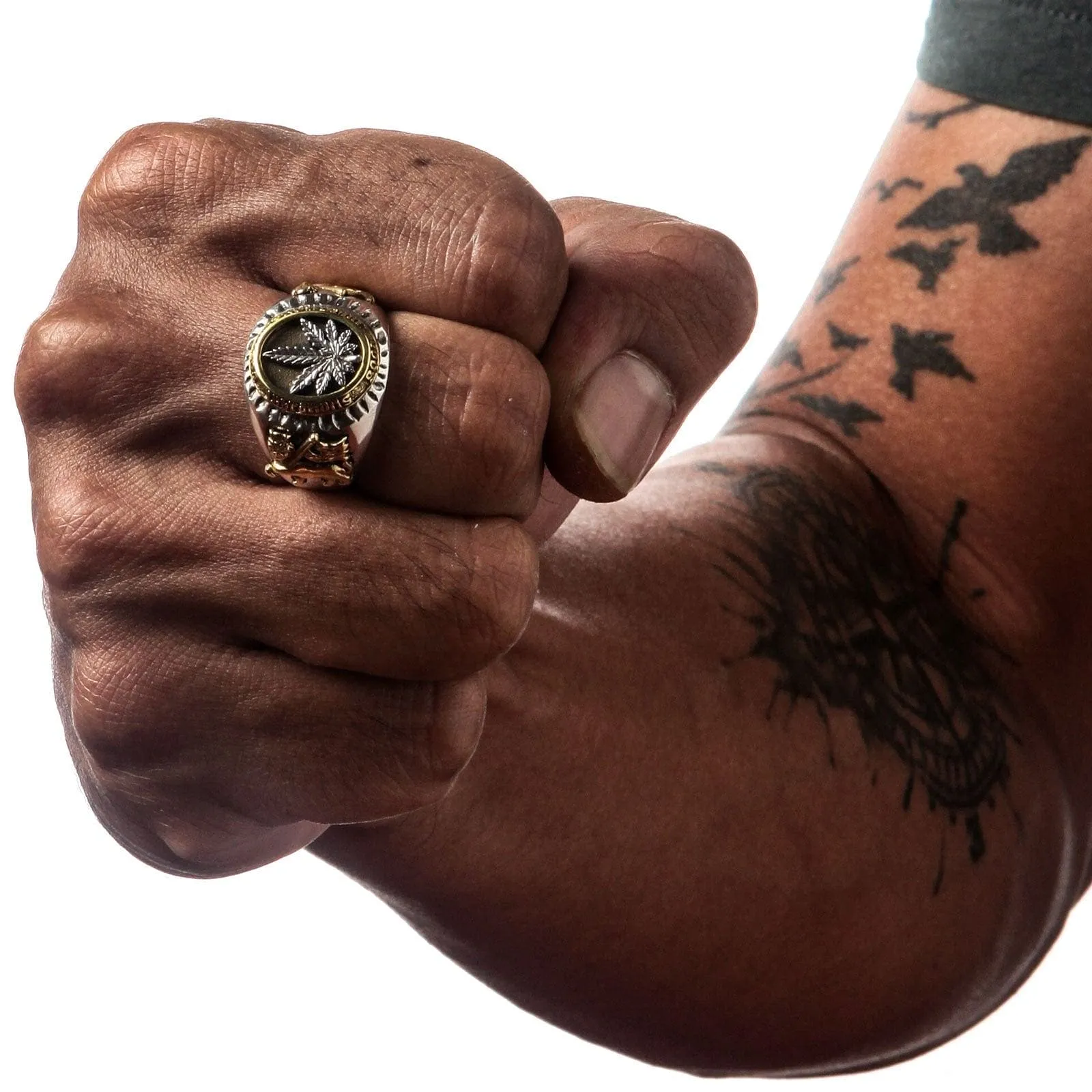 Marijuana Cannabis Leaf Sterling Silver Ring