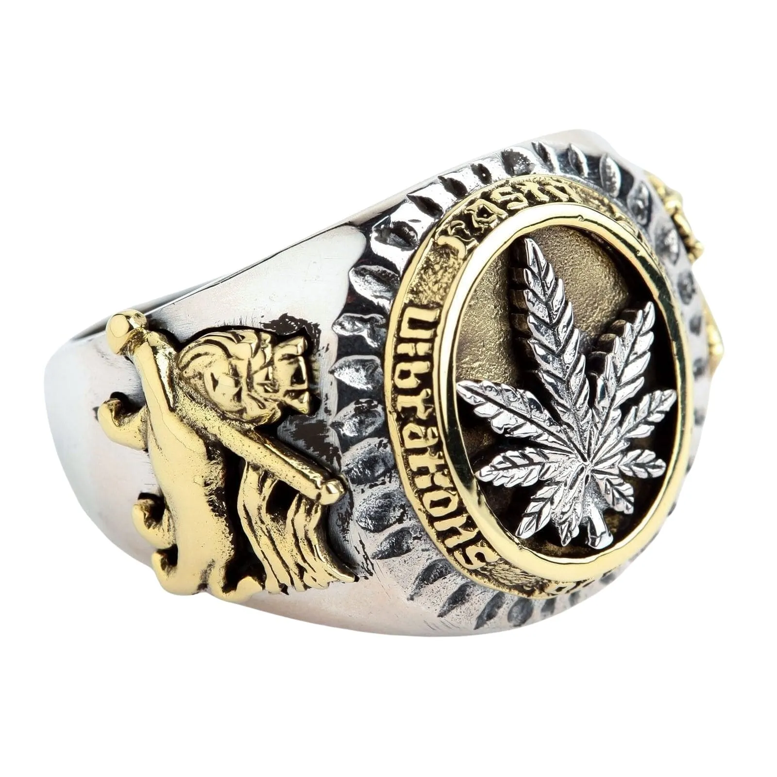 Marijuana Cannabis Leaf Sterling Silver Ring