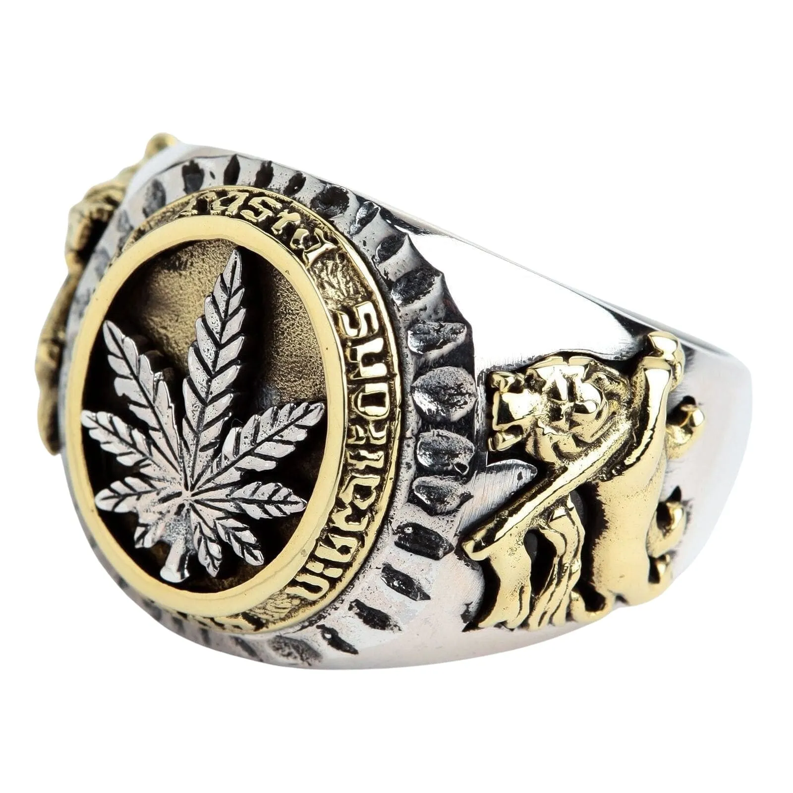 Marijuana Cannabis Leaf Sterling Silver Ring