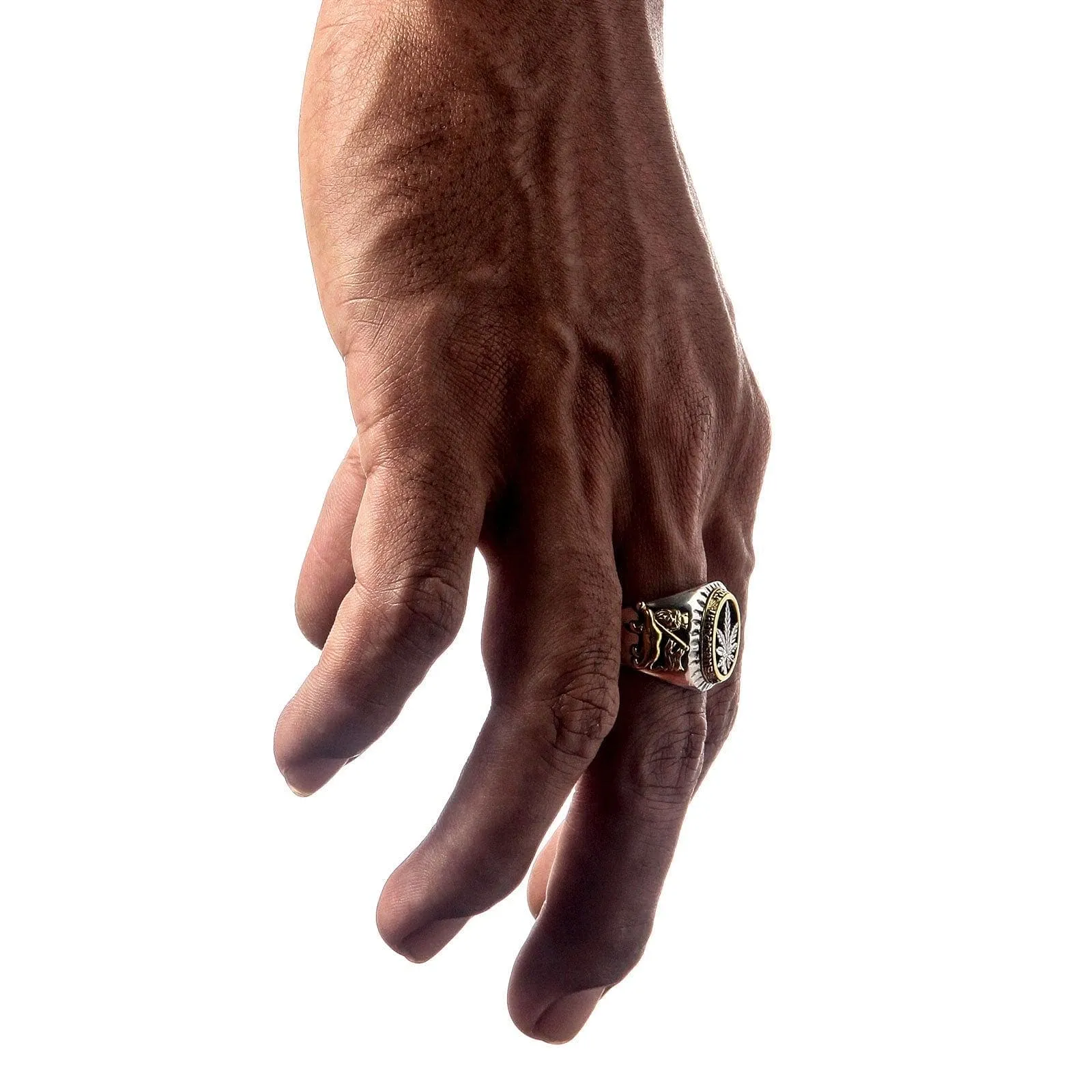 Marijuana Cannabis Leaf Sterling Silver Ring