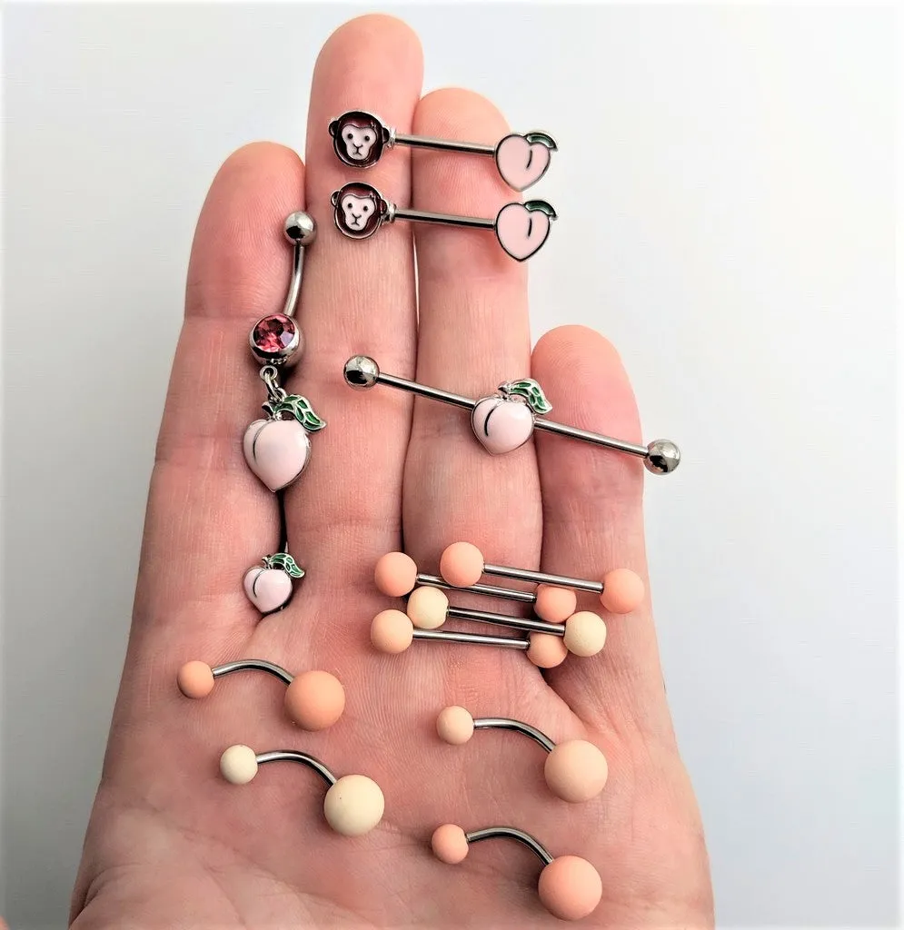 Matte Peaches and Cream Belly Ring Set of 4