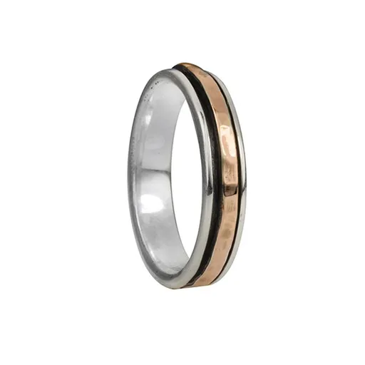 Meditation Ring Dharma Sterling Silver and 9 KT Rose Gold Plated Spinning Band