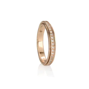 Meditation Ring Lunar Sterling Silver 14K Rose Gold Plated and CZ Spinning Band