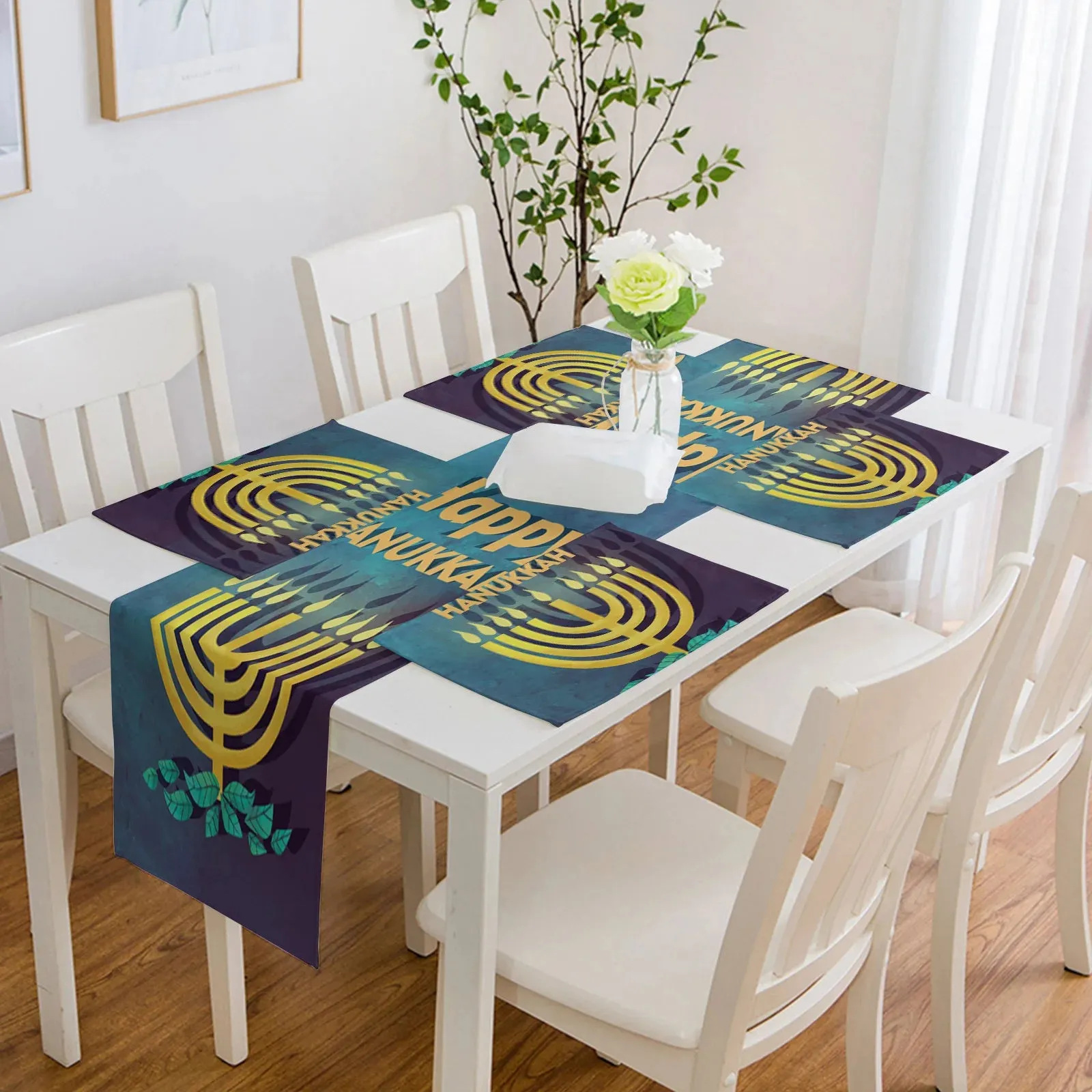 Menorah Tablecloth Hanukkah Dining Decor Wedding Party Table Cover Rectangular Coffee Desk Cloth Home Kitchen Decoration Nordic