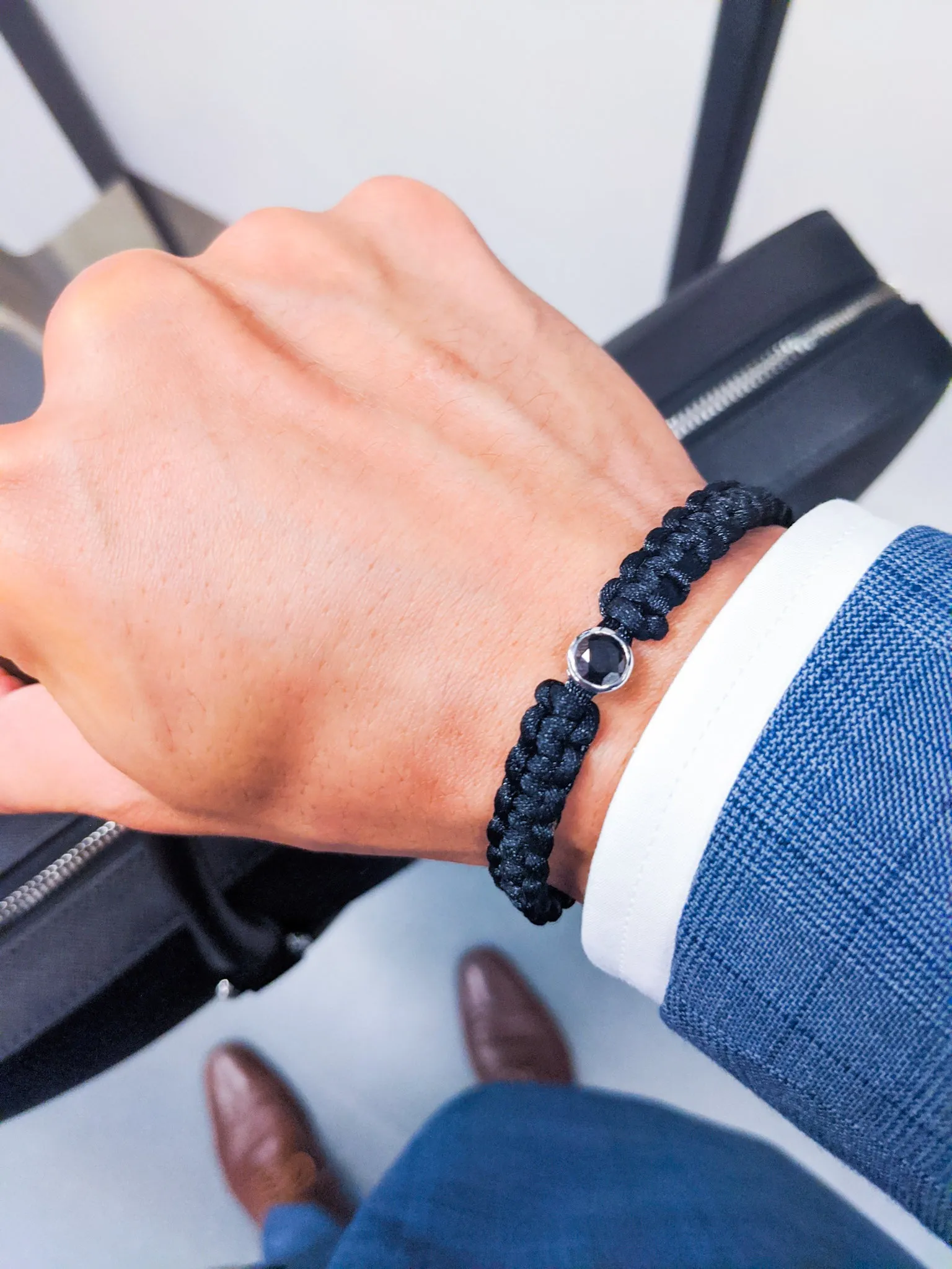 Mens Black Diamond Silk Paracord Bracelet