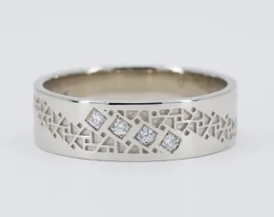 Men's Geometric Squares Wedding Ring with Diamonds