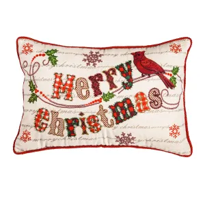 Merry Christmas Cardinal Lumbar Pillow,4p4987