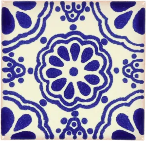 Mexican Talavera Ceramic Decorative Tile: Blue Lace