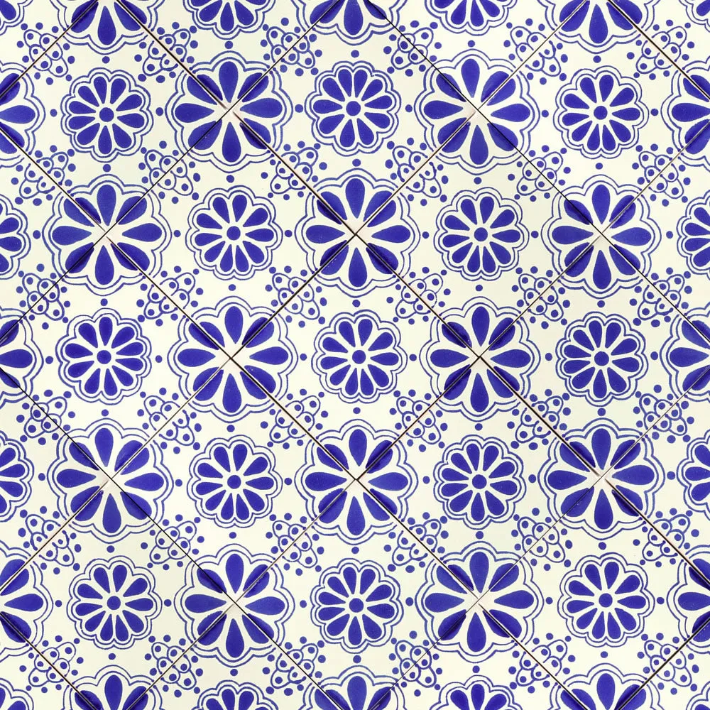 Mexican Talavera Ceramic Decorative Tile: Blue Lace