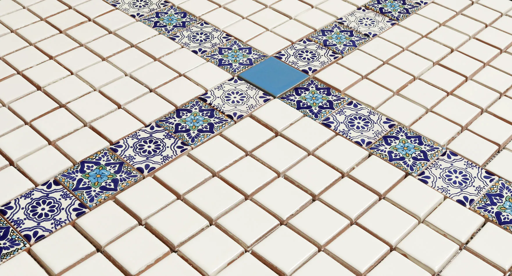 Mexican Talavera Ceramic Decorative Tile: Blue Lace