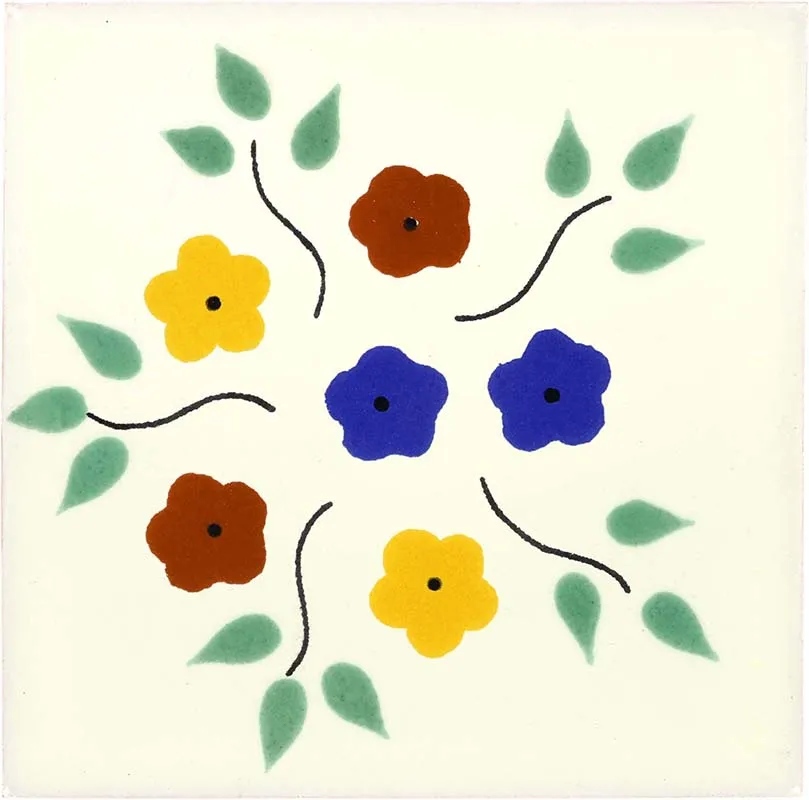 Mexican Talavera Ceramic Decorative Tile: Bouquet