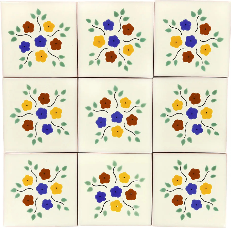 Mexican Talavera Ceramic Decorative Tile: Bouquet