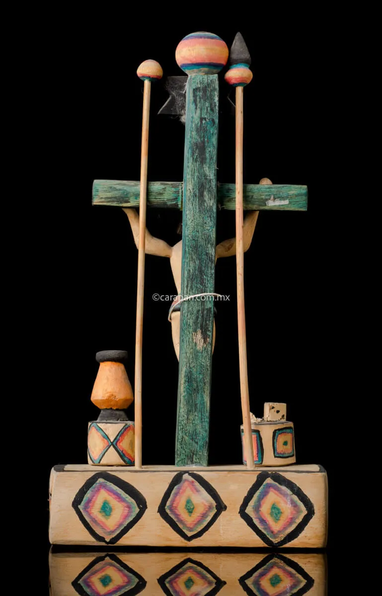 Mexican Wooden Cross From Oaxaca, Vintage.