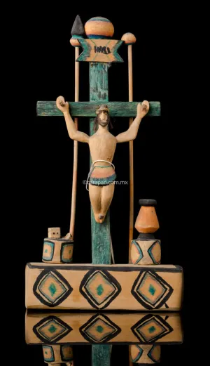 Mexican Wooden Cross From Oaxaca, Vintage.