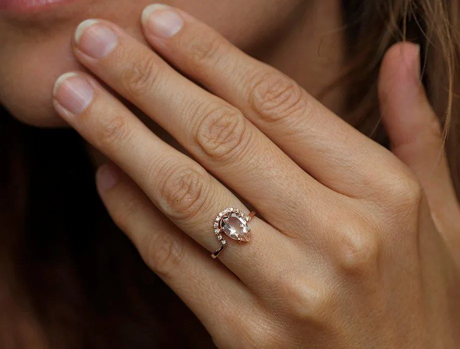 Miley Pear Morganite Ring