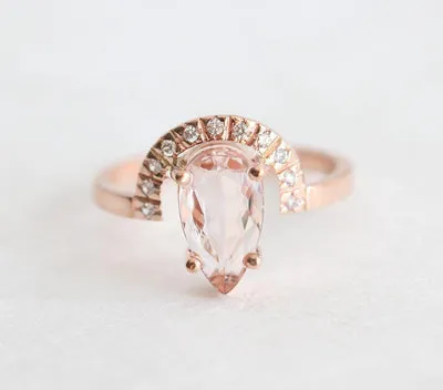 Miley Pear Morganite Ring