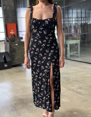 Milkmaid Floral Sweet Heart Slit Midi Dress