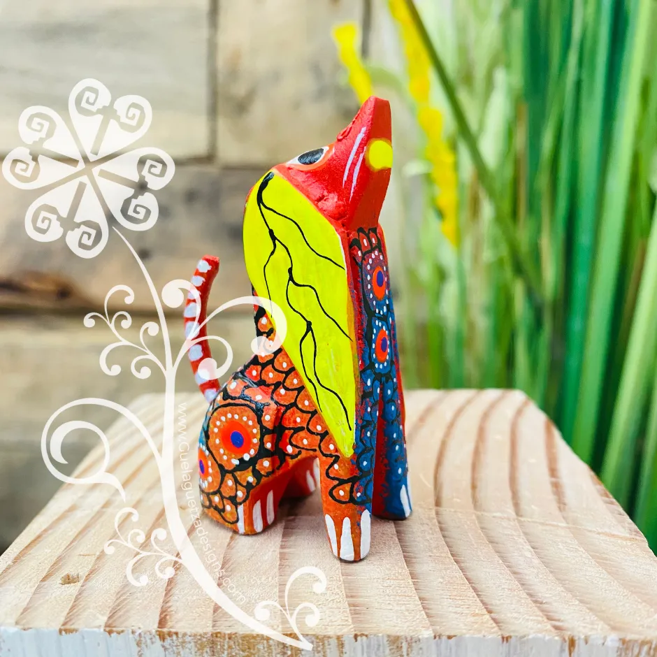 Mini Basset Hound Dog Alebrije Handcarve Wood Decoration Figure