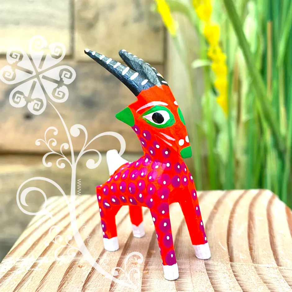 Mini Goat Alebrije Handcarve Wood Decoration Figure