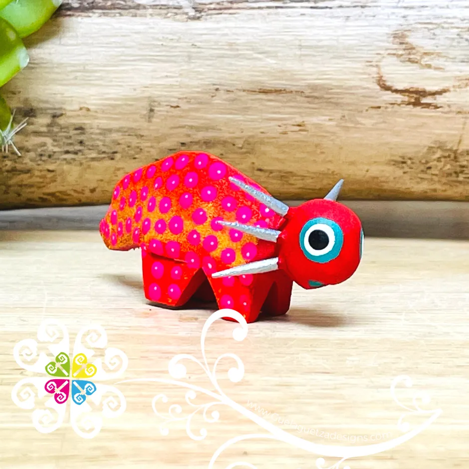 Mini Horned Lizard Alebrije Handcarve Wood Decoration Figure
