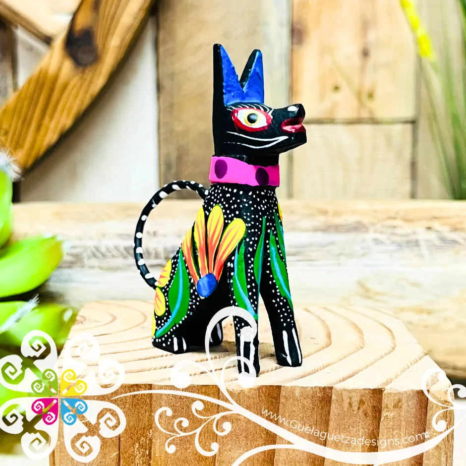 Mini Rottweiler Dog Alebrije Handcarve Wood Decoration Figure