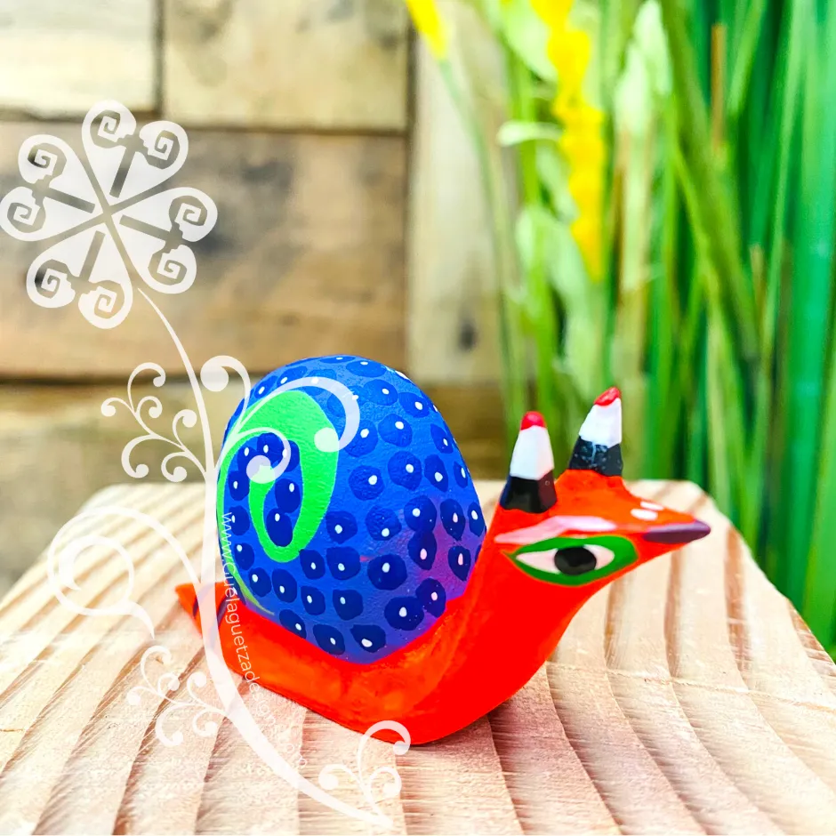 Mini Snail Alebrije Handcarve Wood Decoration Figure