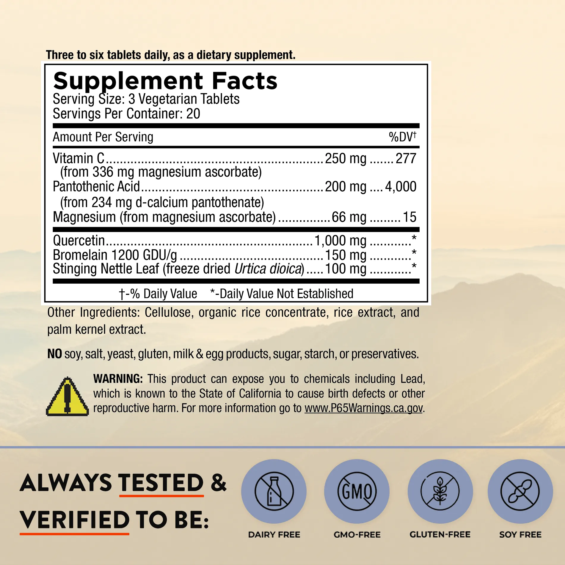 Mt. Angel Vitamins Quercetin Nettle  - Your Essential Partner for Seasonal Support | 60 Tablets