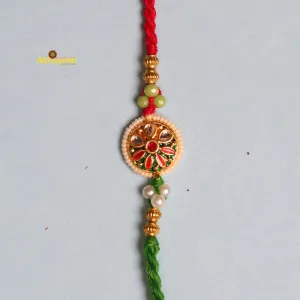 Multicolor Floral Kundan Rakhi USA( Free shipping )