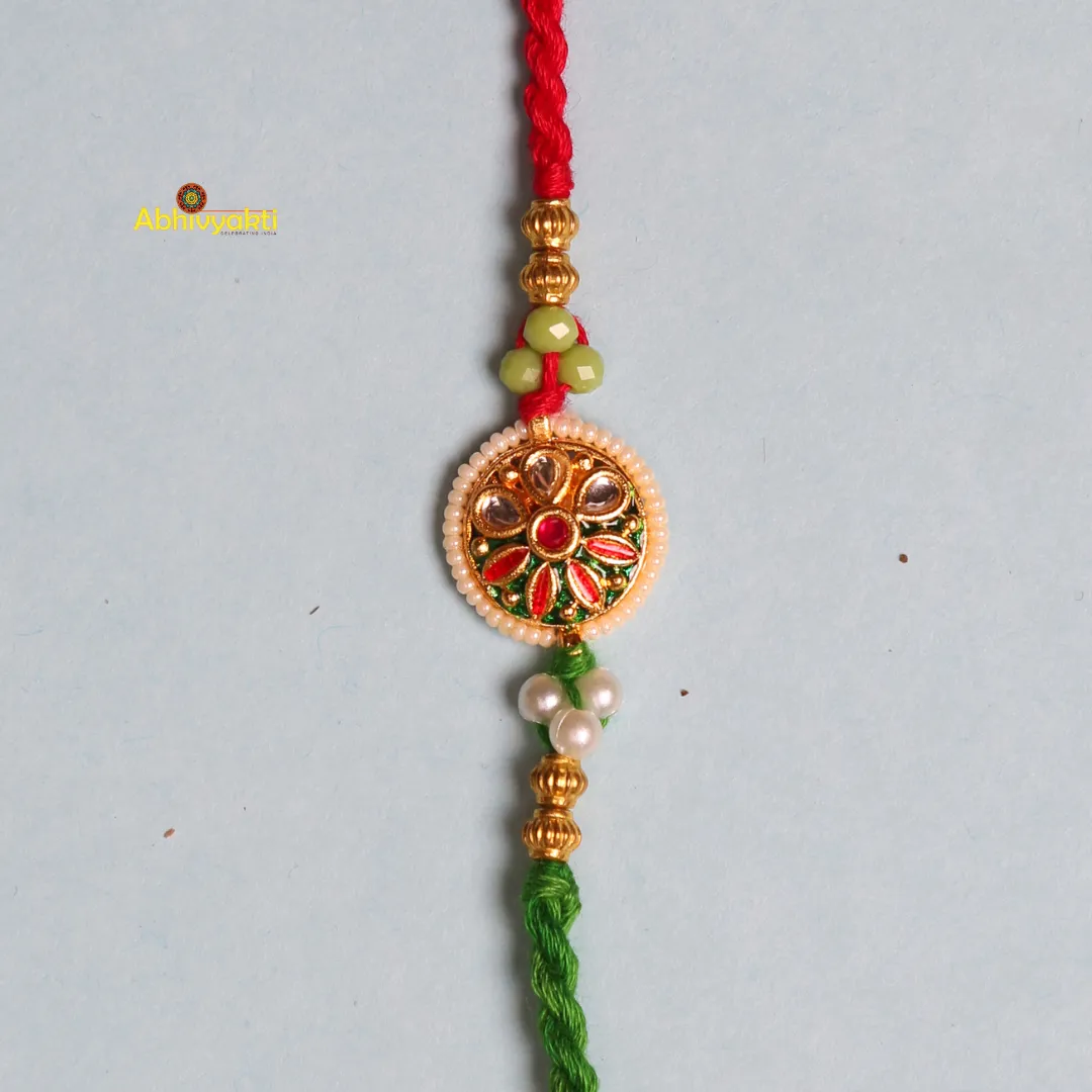 Multicolor Floral Kundan Rakhi USA( Free shipping )