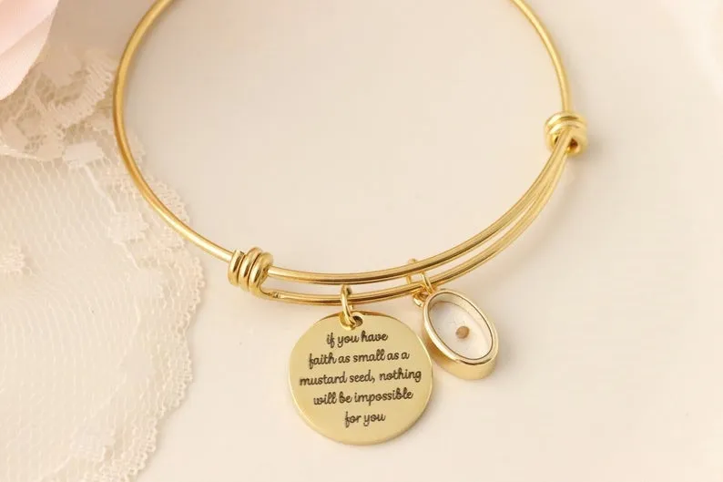 Mustard Seed Bracelet - Inspirational Christian Gift - Matthew 17:20 Bracelet- Faith As Small As A Mustard Seed Gift