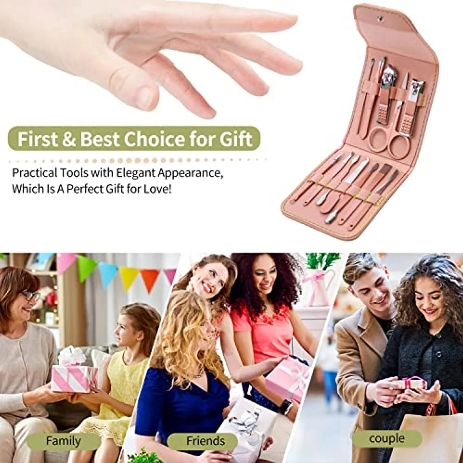 Nail Clipper Set Personal Care,Manicure Kit 12 in 1 Professional Pedicure Set Nail Scissors Grooming Kit with Leather Travel Case