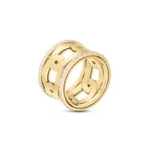 Navarra 18K Yellow Gold Wide Band Diamond Ring