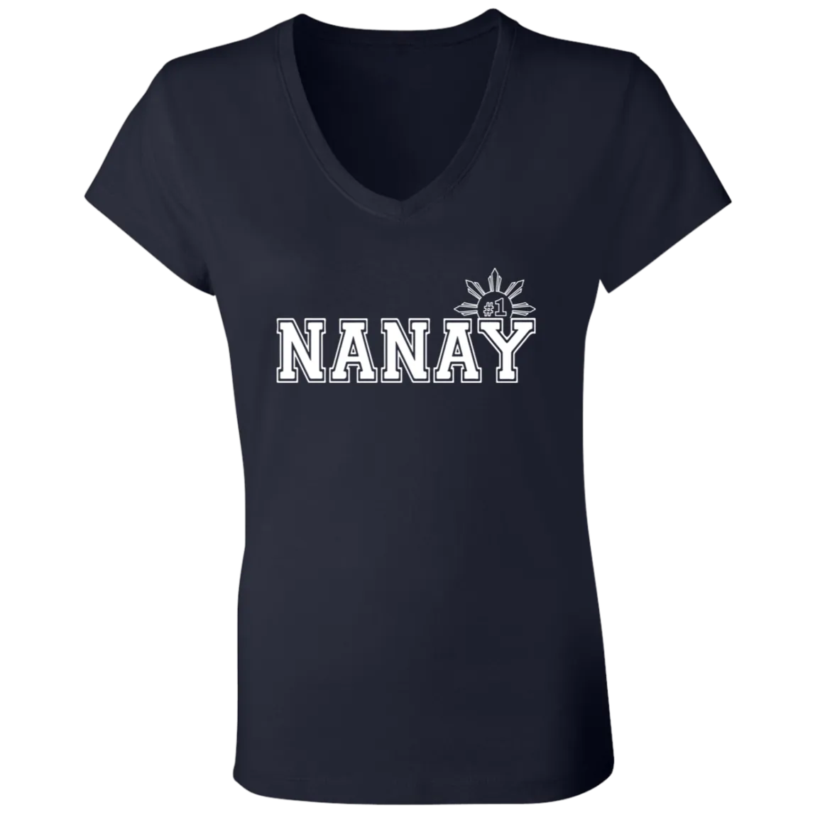 No 1 Nanay Ladies Jersey V-Neck T-Shirt