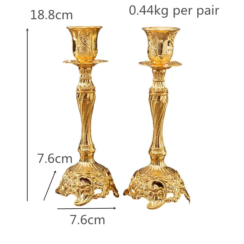 Nordic Candle Holder One Pair Candelabra Wedding Home Decor Candlestick Retro Gold/Silver