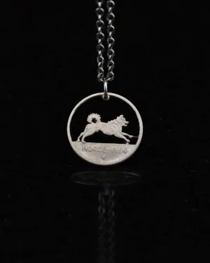 Norway - Cut Coin Pendant with Norwegian Elkhound
