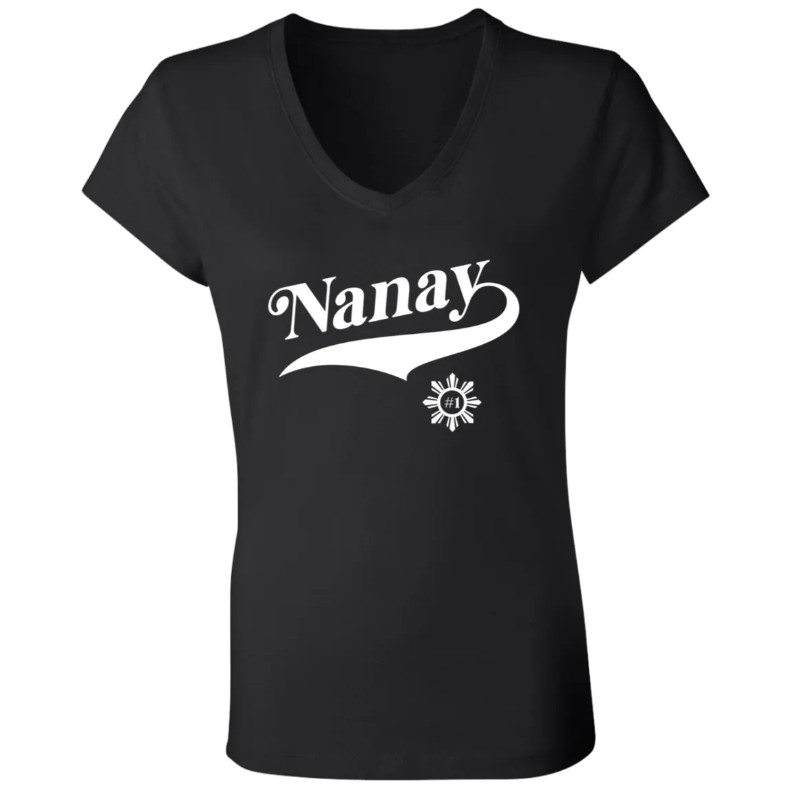 Number One Nanay Ladies Jersey V-Neck T-Shirt
