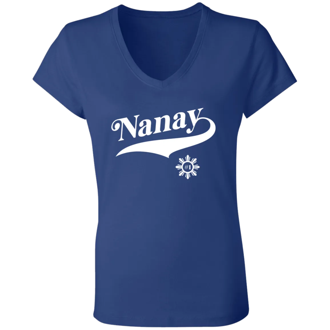 Number One Nanay Ladies Jersey V-Neck T-Shirt
