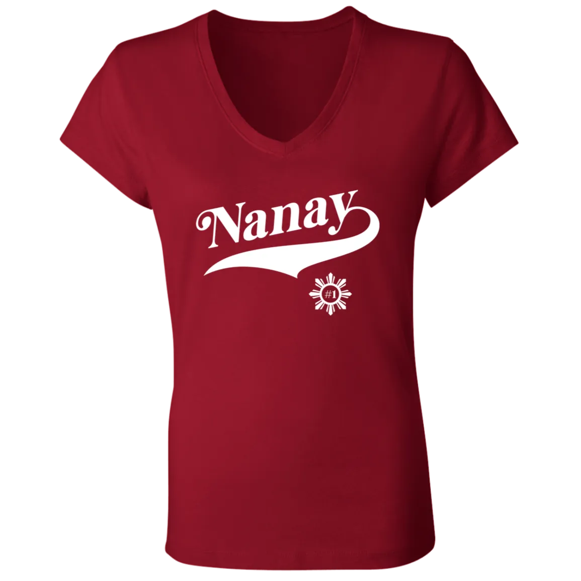 Number One Nanay Ladies Jersey V-Neck T-Shirt