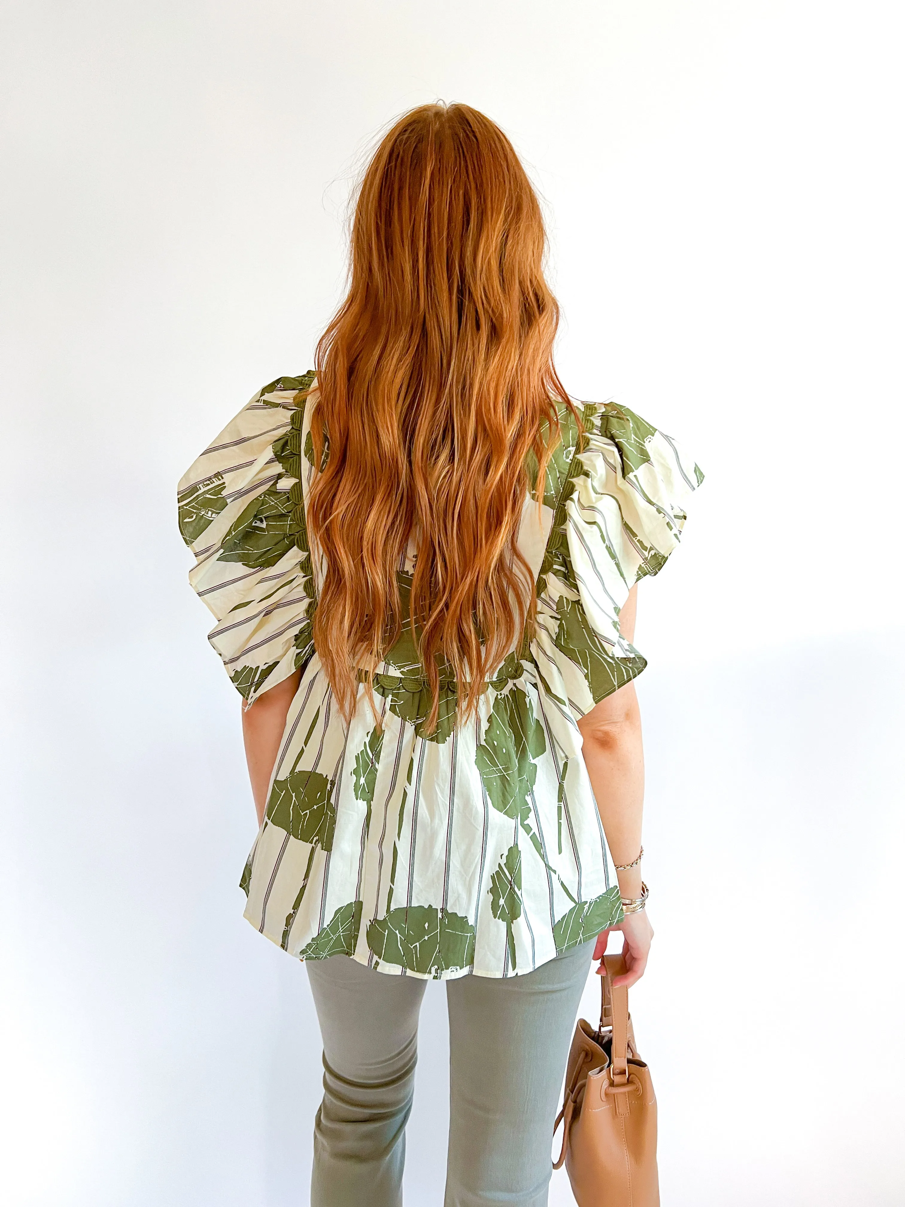Olive Artistry Bold Sleeve Top
