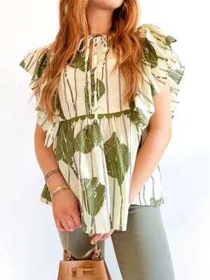Olive Artistry Bold Sleeve Top