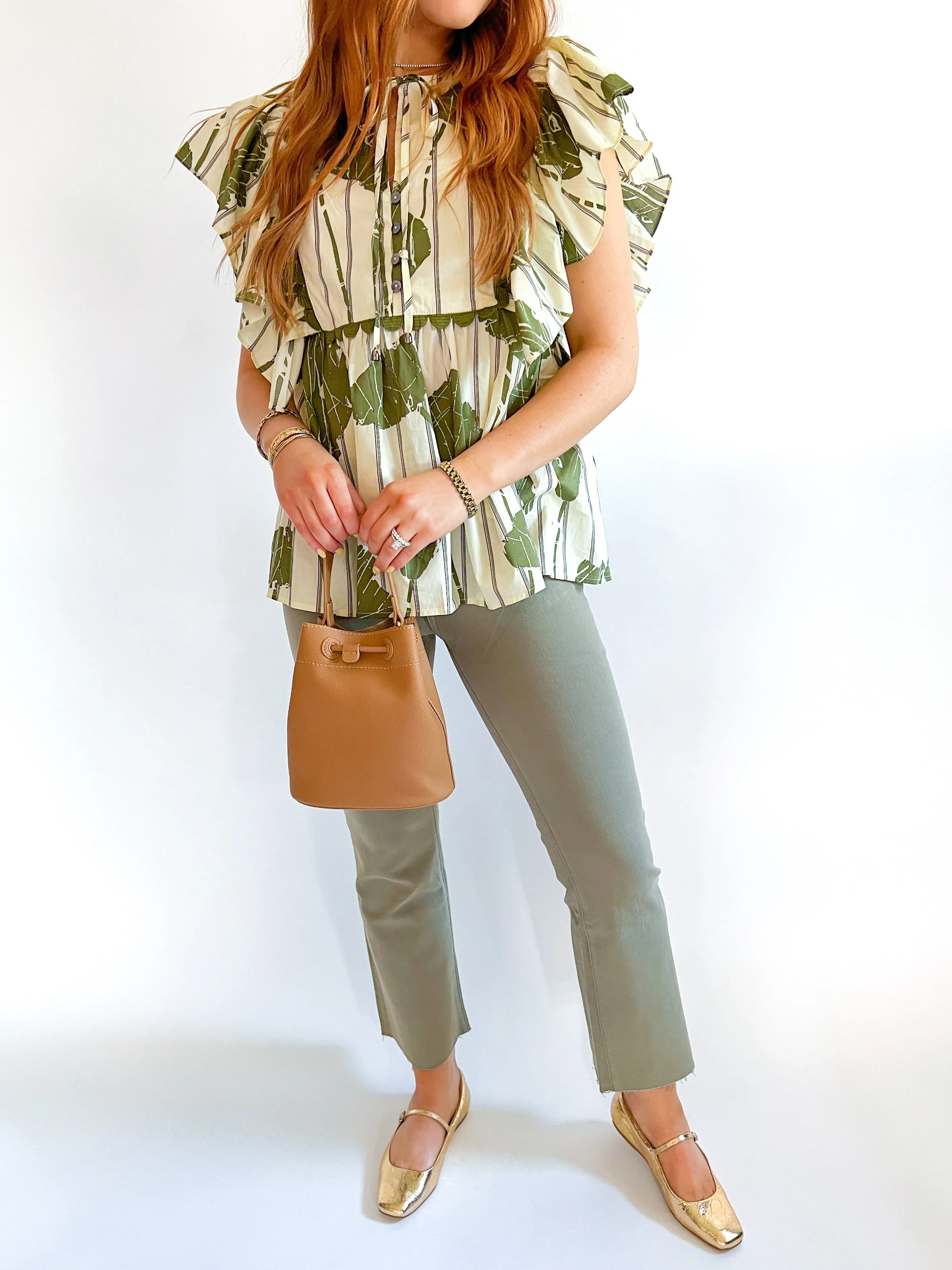Olive Artistry Bold Sleeve Top