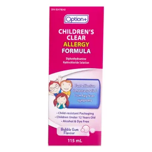 Option  Children's Clear Allergy Formula Bubble Gum Flavour 115mL