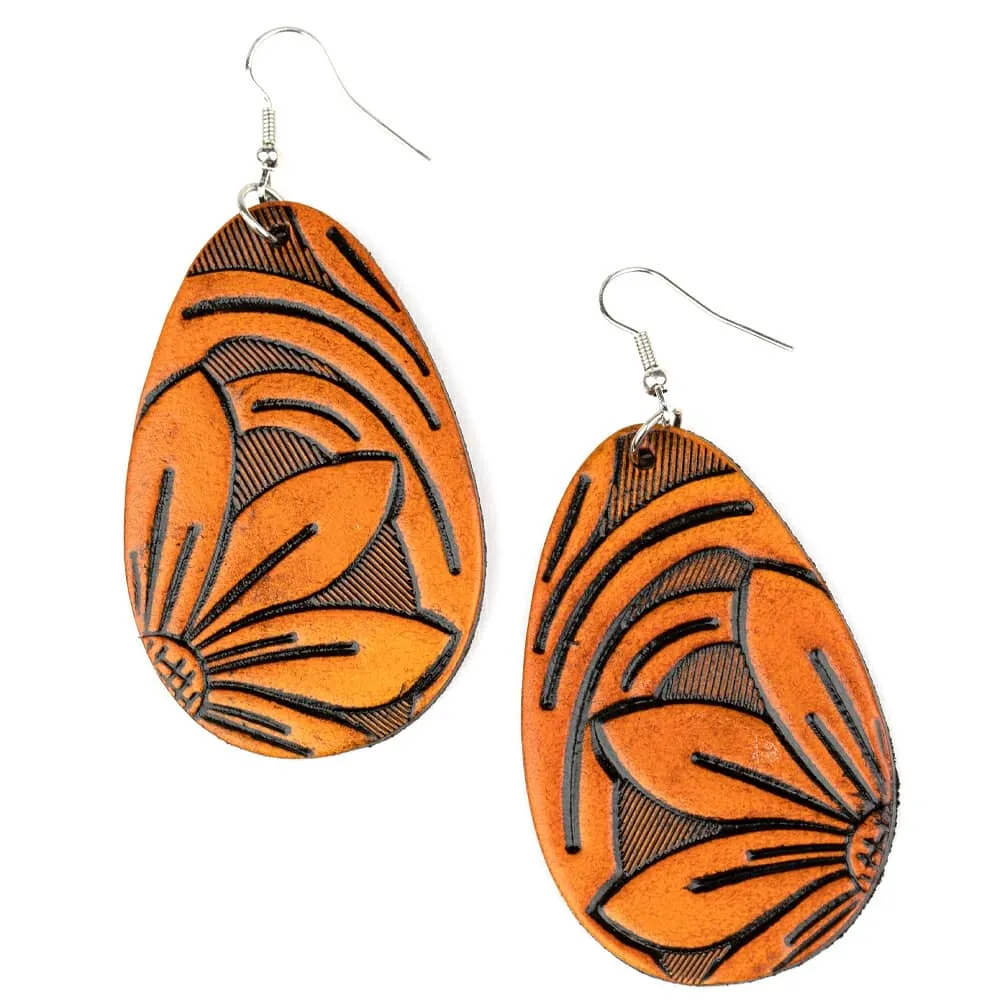 Paparazzi Garden Therapy - Brown Leather Earrings